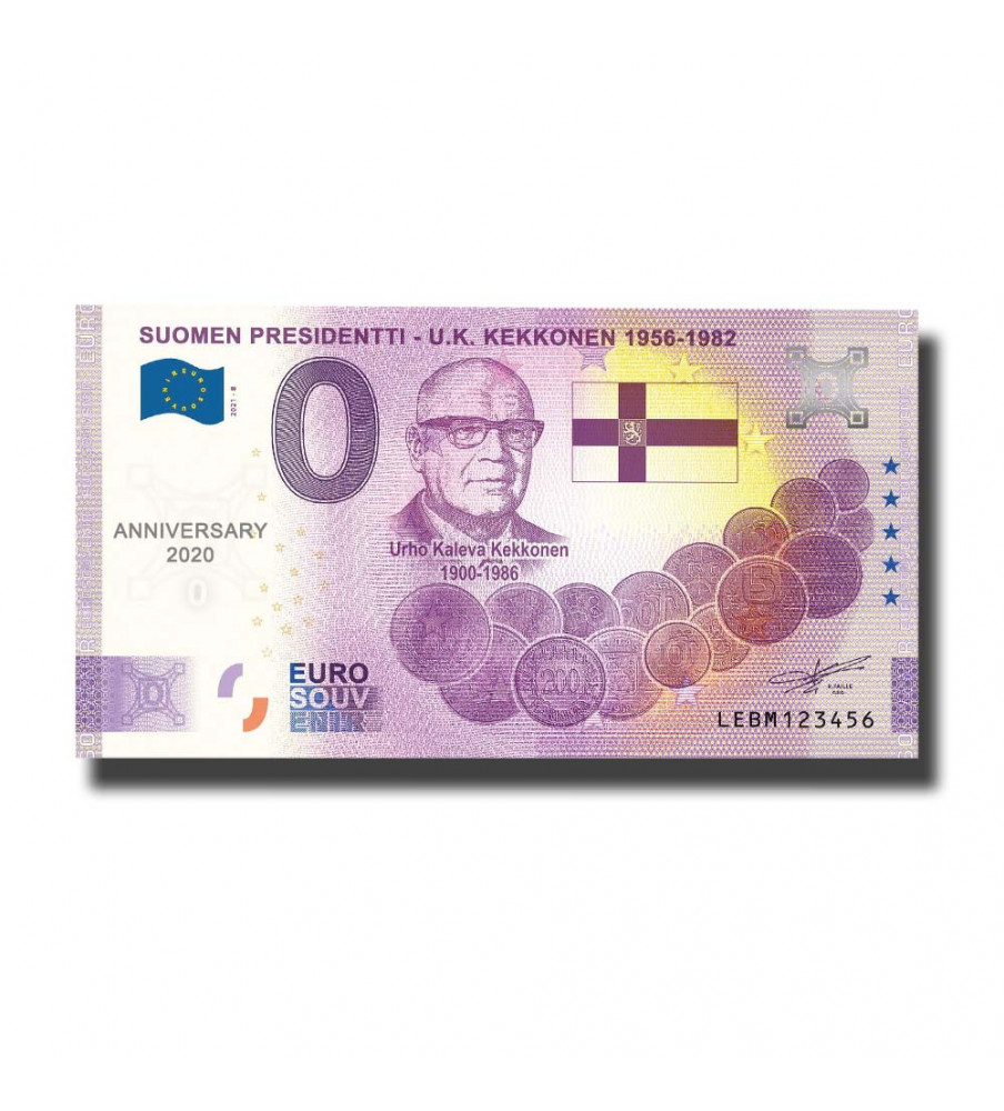Anniversary 0 Euro Souvenir Banknote Suomi Presidenti U.K.Kekkonen Finland LEBM 2021-8