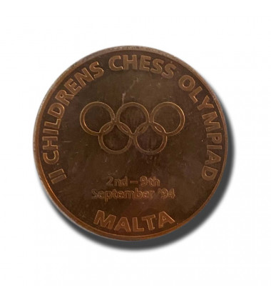 1994 Malta Children Chess Olympiad Copper Medal 38mm