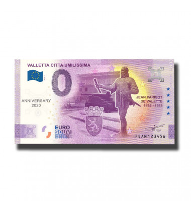 Anniversary 0 Euro Souvenir Banknote Valletta Citta Umilissima Malta FEAN 2021-1